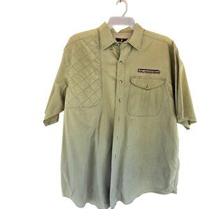 Browning Mens Short Sleeve Shirt size L Olive Green Cotton Polyester